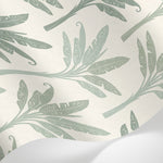 Papier peint panoramique palmier vert - Feuilles bananier motifs répétitifs fond beige crème et détails dorés sur mesure - Matière