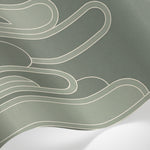Papier peint panoramique abstrait - Arches géométriques superposées dégradé vert olive et beige sur mesure - Matière
