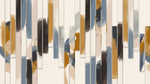 Papier peint panoramique abstrait - Bandes verticales géométriques brushstrokes tons beige bleu et or sur mesure - Design