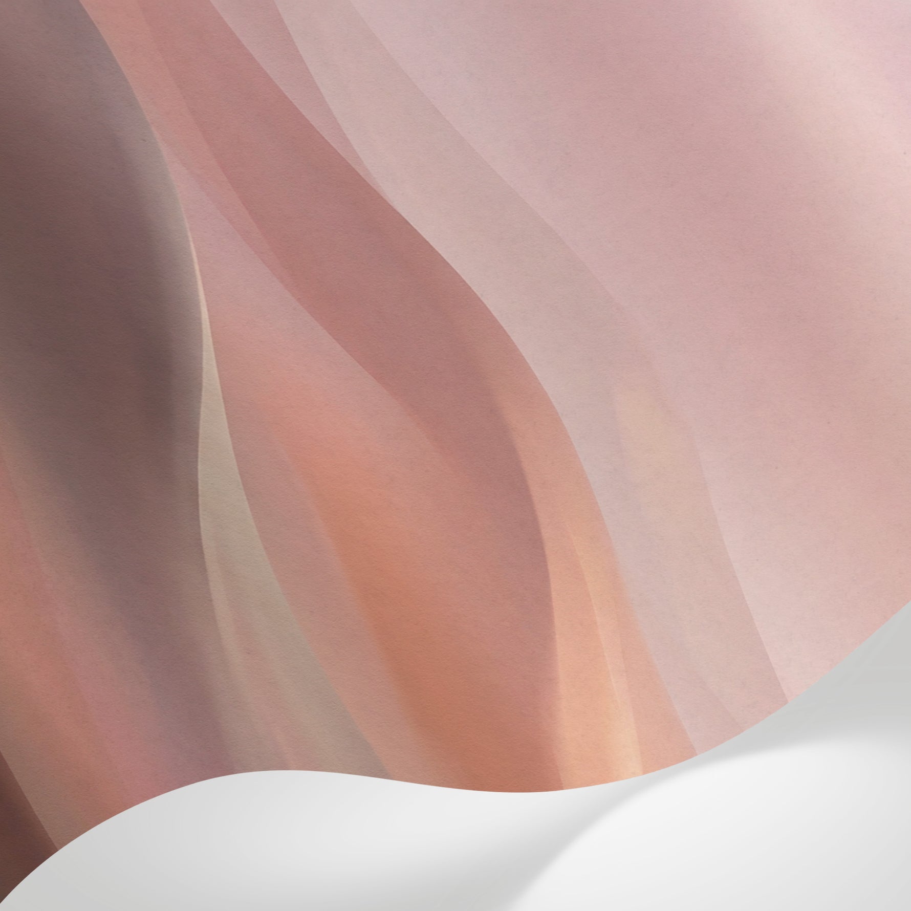 Papier peint panoramique abstrait - Collines ondulées superposées dégradé rose corail beige et orange sur mesure - Matière