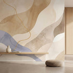 papier peint panoramique abstrait formes organiques fluides degrade beige creme -4