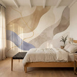 papier peint panoramique abstrait formes organiques fluides degrade beige creme -9