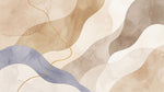 Papier peint panoramique abstrait - Formes organiques fluides dégradé beige crème et bleu lavande sur mesure - Design