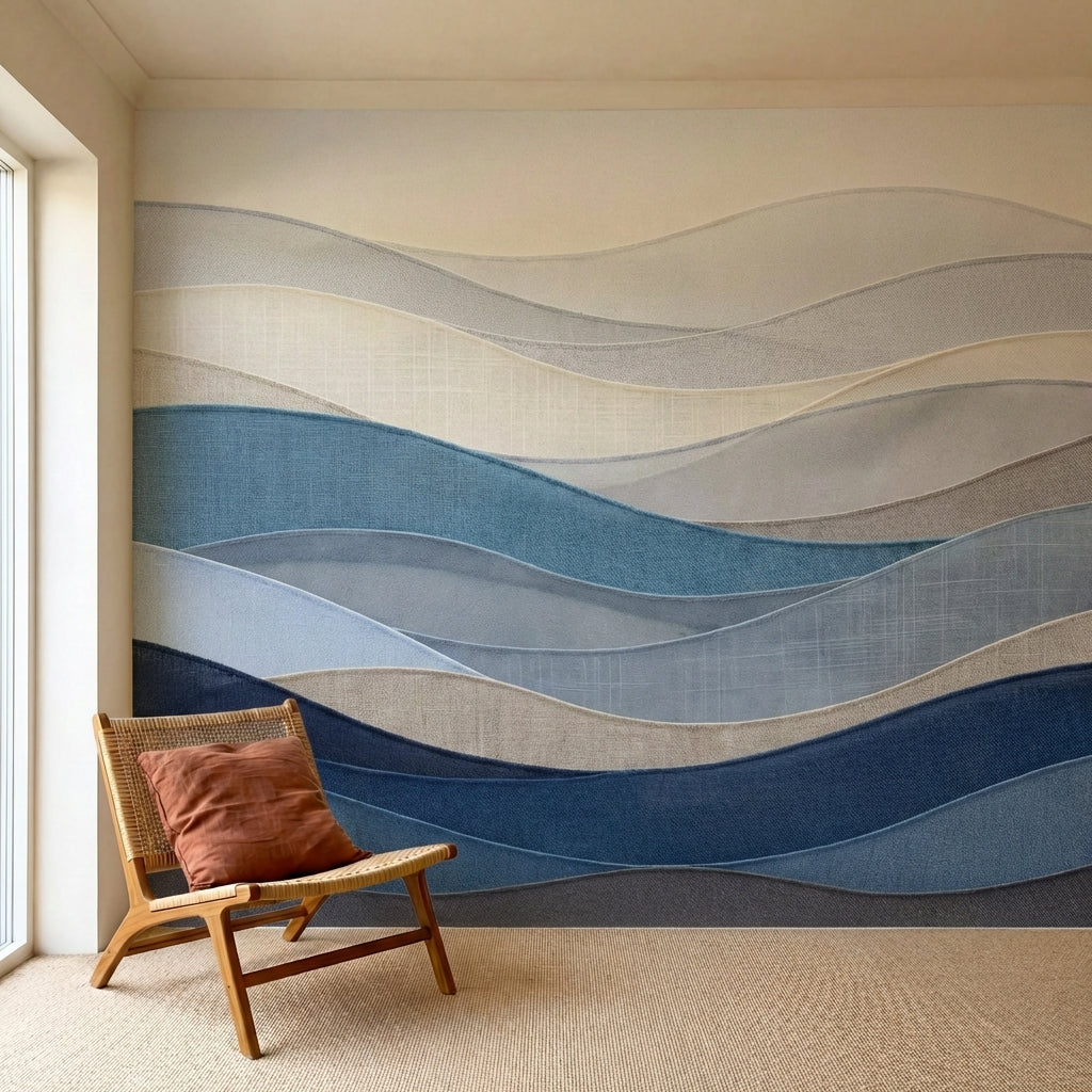 papier peint panoramique abstrait vagues fluides ondulations superposees tons bl-HERO-10
