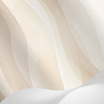 Papier peint panoramique abstrait - Vagues ondulantes superposées dégradé tons beige crème et brun taupe sur mesure - Matière