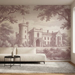 papier peint panoramique arbre noir et blanc chateau medieval tours fortifiees e-2