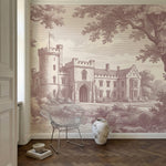 papier peint panoramique arbre noir et blanc chateau medieval tours fortifiees e-HERO-10