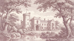 Papier peint panoramique paysage - Château médiéval tours fortifiées étang cygnes feuillage tons sépia et beige sur mesure - Design