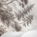 Papier peint panoramique arbres méditerranéens - Pins parasol hortensias bosquets lac côtier gravure détaillée sur mesure - Matière