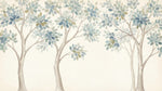Papier peint panoramique arbres - Forêt stylisée branches entrelacées feuillage aquarelle tons beige crème et vert sauge sur mesure - Design