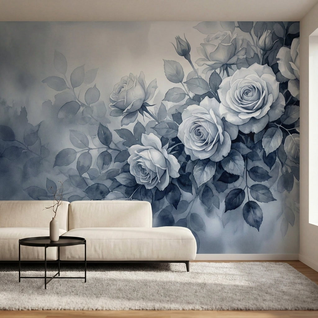 papier peint panoramique brume roses romantiques feuillage delicat tons gris per-3