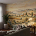 papier peint panoramique chambre adulte vignobles toscans aquarelle automne tons-VARIANTE-10