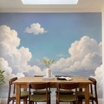 papier peint panoramique ciel nuages blancs volumineux fond bleu azur degrade-2