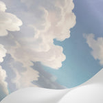 Papier peint panoramique ciel - Nuages blancs volumineux fond bleu azur dégradé sur mesure - Matière