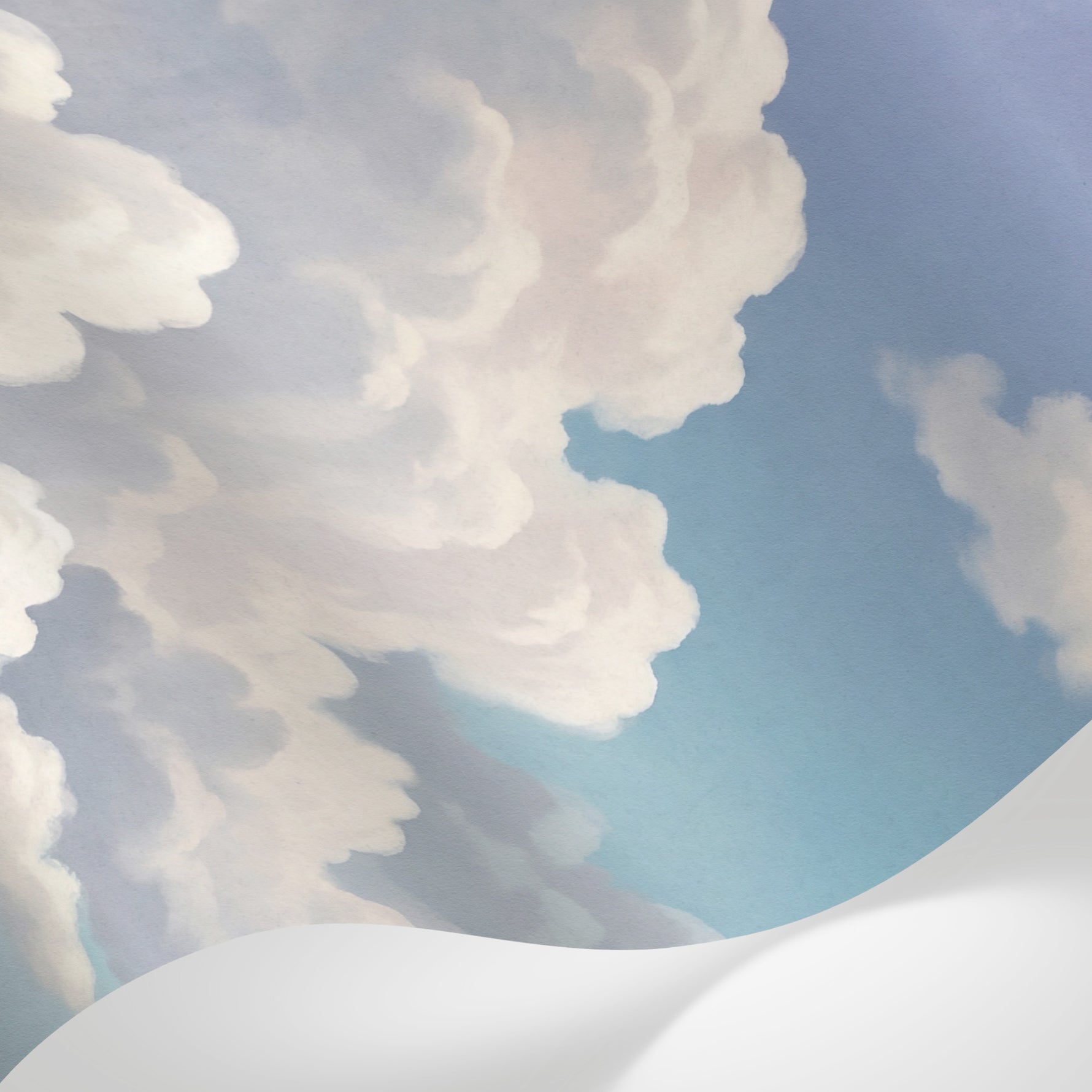 Papier peint panoramique ciel - Nuages blancs volumineux fond bleu azur dégradé sur mesure - Matière