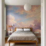 papier peint panoramique ciel nuages roses coucher soleil degrade pastel tons ro-10