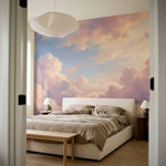 papier peint panoramique ciel nuages roses coucher soleil degrade pastel tons ro-8
