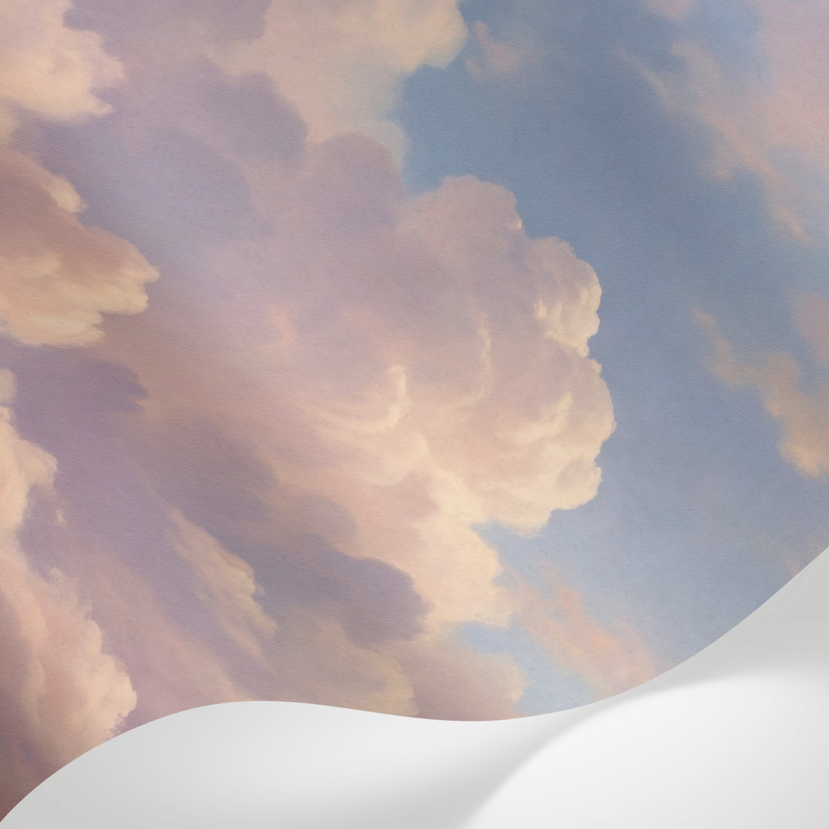 Papier peint panoramique ciel - Nuages roses coucher soleil dégradé pastel tons rose et bleu lavande sur mesure - Matière