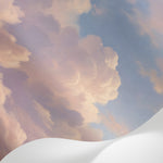Papier peint panoramique ciel - Nuages roses coucher soleil dégradé pastel tons rose et bleu lavande sur mesure - Matière