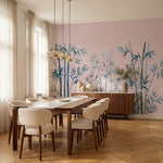 papier peint panoramique floral bambous pivoines roses magnolias blancs fond ros-VARIANTE-10