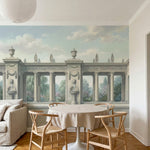 papier peint panoramique floral colonnade neoclassique fontaines lions jardins f-VARIANTE-10
