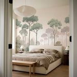 papier peint panoramique floral foret eucalyptus branchages superposes tons vert-VARIANTE-10