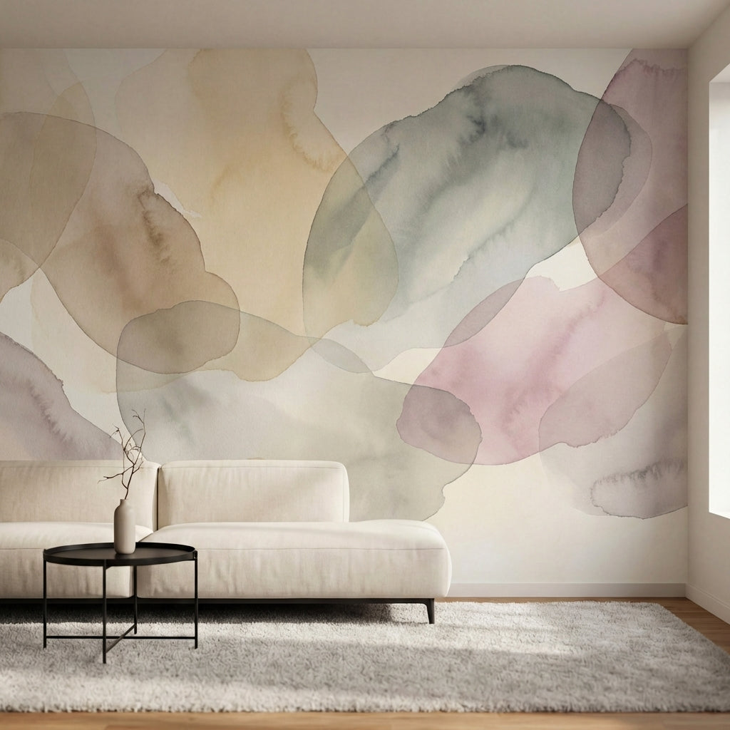 papier peint panoramique floral petales aquarelle superposes tons rose poudre be-1