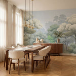 papier peint panoramique foret arbres feuillus gravure ancienne tons beige creme-VARIANTE-6