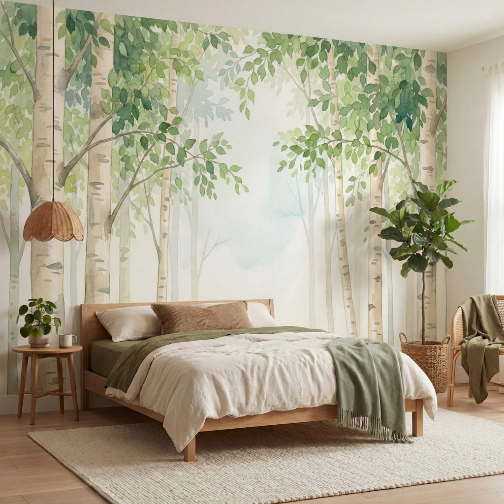 papier peint panoramique foret bouleaux troncs elances feuillage delicat tons be-VARIANTE-9
