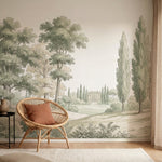 papier peint panoramique foret chenes majestueux cypres elances chateau neoclass-1