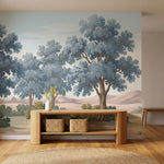 papier peint panoramique foret chenes majestueux paysage champetre collines loin-HERO-10