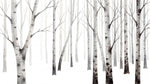 Papier peint panoramique forêt - Bouleaux troncs élancés branches dénudées atmosphère hivernale sur mesure - Design