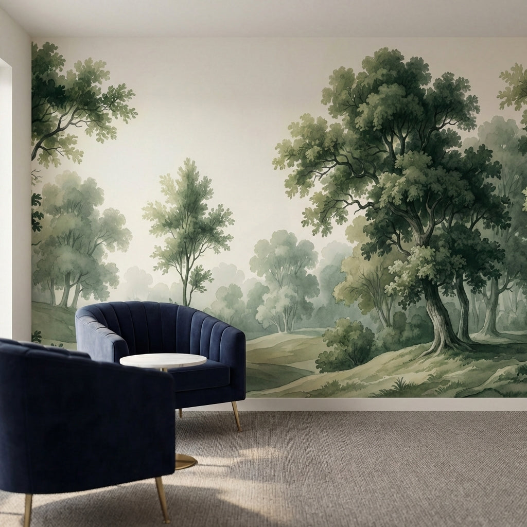 papier peint panoramique foret paysage bucolique arbres majestueux collines vall-1