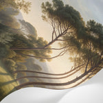 Papier peint panoramique forêt - Pins parasol clairière lumineuse tons vert sauge doré et beige sur mesure - Matière