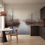 papier peint panoramique foret riviere marecage roseaux bare trees brouillard to-HERO-10