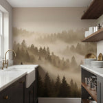 papier peint panoramique foret sapins brume matinale vallees montagneuses tons b-HERO-10