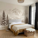 papier peint panoramique foret sapins epiceas enneiges montagnes alpines gravure-VARIANTE-10