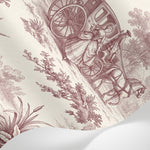 Papier peint panoramique forêt - Scène romantique carrosse couple sous chêne sépia et crème sur mesure - Matière