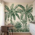 papier peint panoramique jungle bananiers palmiers feuillage tropical detaille f-2