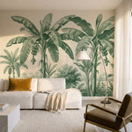 papier peint panoramique jungle bananiers palmiers feuillage tropical detaille f-6