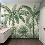 papier peint panoramique jungle bananiers palmiers feuillage tropical detaille f-8