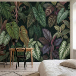 papier peint panoramique jungle feuillage tropical exotique calathea philodendro-2