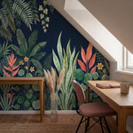 papier peint panoramique jungle feuillage tropical superpose palmiers bananiers -VARIANTE-10