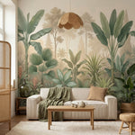 papier peint panoramique jungle palmiers bananiers feuillage tropical brumeux fo-6
