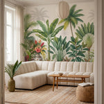 papier peint panoramique jungle palmiers bananiers poteries chinoises florales f-VARIANTE-10