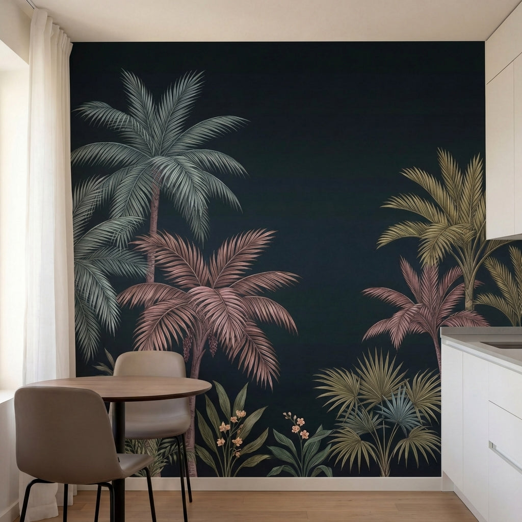 papier peint panoramique jungle palmiers feuilles bananier plantes tropicales fo-2