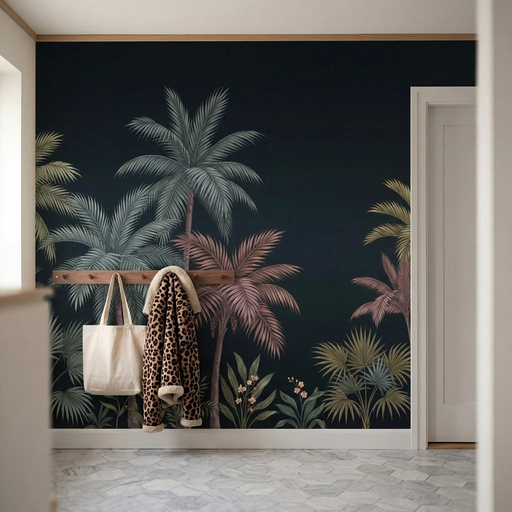 papier peint panoramique jungle palmiers feuilles bananier plantes tropicales fo-VARIANTE-10