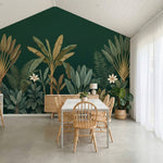 papier peint panoramique jungle palmiers feuilles tropicales fleurs blanches fon-6
