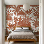 papier peint panoramique jungle personnage parasol tigre singes feuilles tropica-7