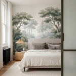 papier peint panoramique jungle sentier foret tropicale feuillage dense tons ver-VARIANTE-10